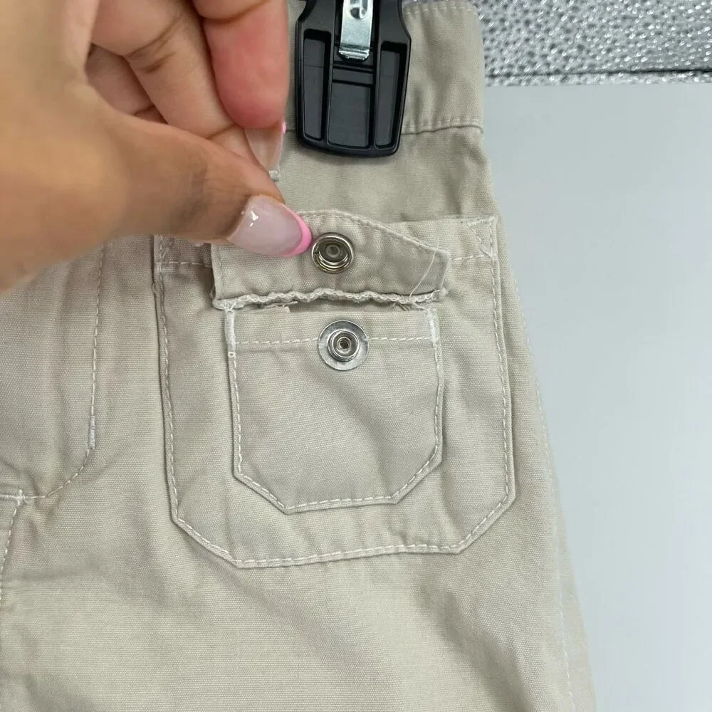 High Sierra Girls Y2K Khaki Cargo Skirt Size 5 Ruched Sides Drawstring Cotton